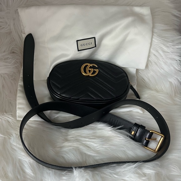 Gucci Handbags - 💯 Authentic. GUCCI Calfskin Matelasse GG Marmont Belt Bag 95 38 Black